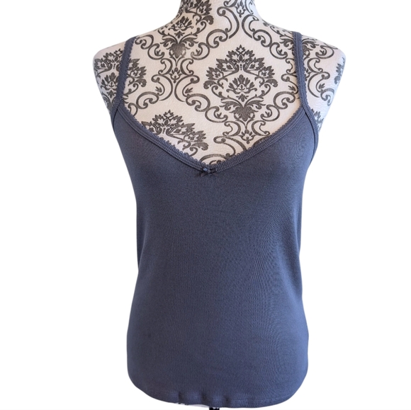 Aritzia Homestretch Rib Lace V-neck Cami Tank Vintage Navy New With Tag Women XL - Picture 11 of 13